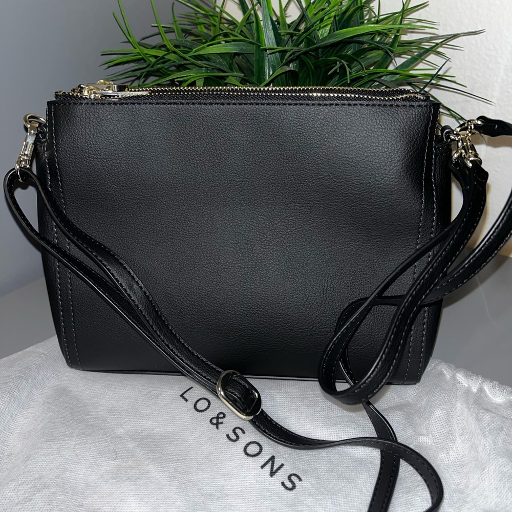 Lo & Sons Black Cactus Leather Crossbody Bag